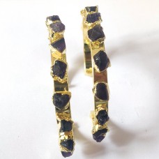 Amethyst raw stone electroplated bracelet